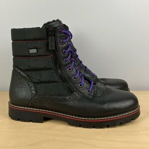Remonte Women’s Size 41 / 9.5 Sarolta Black Leather Winter Boots Fold Out Spikes